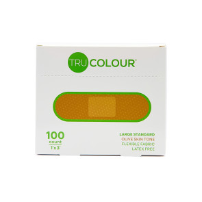 Tru-Colour® Flexible Fabric Bandages, 1" x 3" Olive, 100/Box