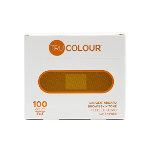 Tru-Colour® Flexible Fabric Bandages, 1" x 3" Brown, 100/Box