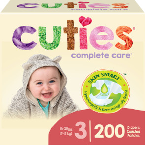 Cuties® Baby Diapers, Size 3, 200/case