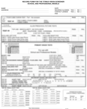 Titmus Professional & School Record Form, 50/pad