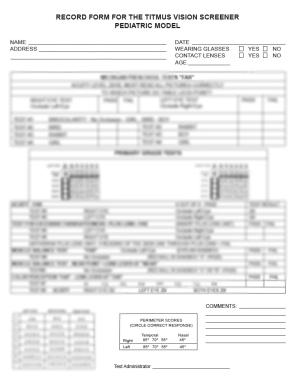 Titmus Pediatric & Arkansas Record Form, 50/pad