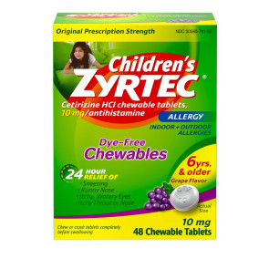 Children's Zyrtec® Dye-Free Chewables, 48/box