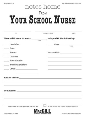 Notes Home From Your School Nurse