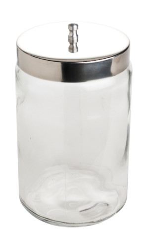 7" x 4" Unlabeled Glass Utility Jar with Stainless Steel Lid