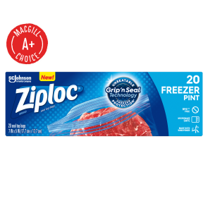 Ziploc® Heavy Duty Freezer Bags, 7" x 5.25" Pint Size, 20/Bx