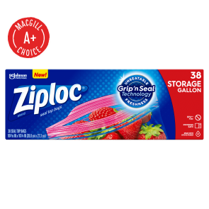 Ziploc® Storage Bags, 10 9/16" x 11", Zipper Seal (38/Bx)