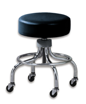 Chrome Base Black Stool w/o Backrest (18"-24")