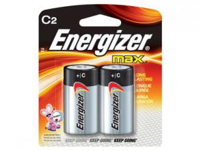 Eveready® Energizer® "C" Alkaline Batteries, 2/Pack