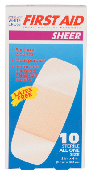 2" x 4" X-Large Sheer Bandages, 10/Box
