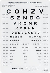 Good-Lite® Plastic Near Vision Card, Sloan Letters