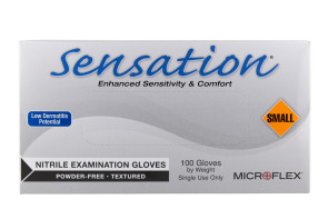 Small Microflex Sensation Nitrile Exam Gloves, 100/Bx