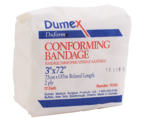 Duform Non-Sterile 3" x 4.1 Yds Conforming Bandage, 12/Bag
