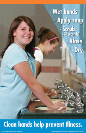 Hand Washing Poster, 11" x 17", Middle School Girl