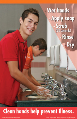 Hand Washing Poster, 11" x 17", High School Boy