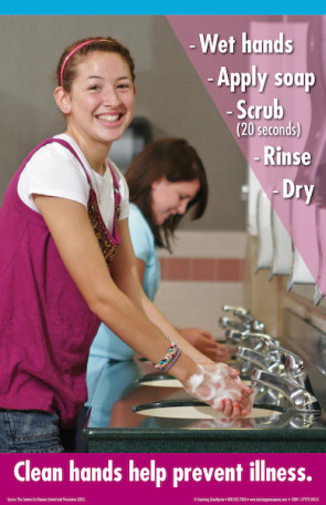 11" x 17" Hand Washing Poster, High School Girl