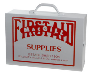 Empty 2-Shelf Metal First Aid Cabinet