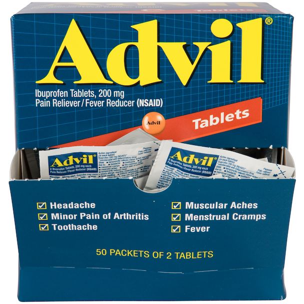 Advil® Tablets 200 mg, 50 Packs of 2 Per Box