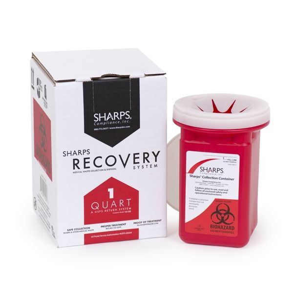 1 Quart Sharps Disposal Container (Pack Of 3) - FDA-Approved Home & Professional Needle, Blade & Medical Waste Bin