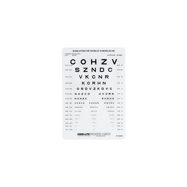 Good-Lite® Plastic Near Vision Card, Sloan Letters