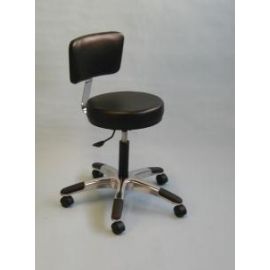 Adjustable Five Leg Stool - Black w/Backrest