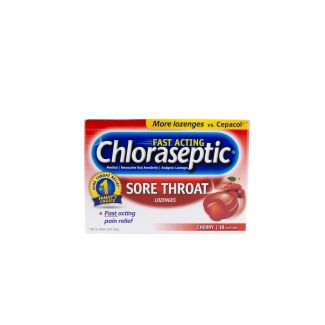 Chloraseptic Sore Throat Lozenges, Cherry, 18/Pkg