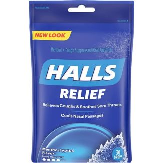 Halls Cough Drops, Menthol 30/Bag