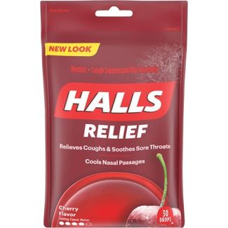 Halls Cough Drops, Cherry 30/Bag