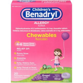 (Discontinued) Benadryl® Children's Grape Chewables, 20/Box