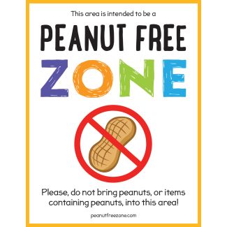 Peanut Free Zone Poster, 8-1/2" X 11" Poster