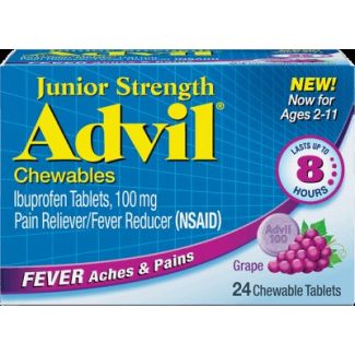 Advil®, Junior Strength, Grape Flavor, 100 mg tablets, 24/bx