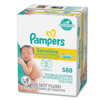 Pampers® Sensitive™ Wipes 6.7" x 7", 84 per pack, 7 packs/cs