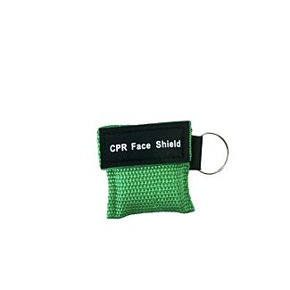 CPR Keychain Mask, Green Woven Case