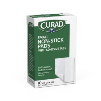 2" x 3" Non Stick Pads with Adhesive Tabs, 10/Box