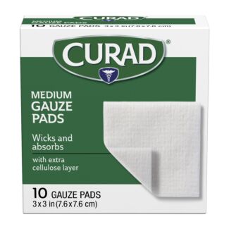 Curad® Sterile Pro-Gauze Pads, 3" x 3", 10/Box