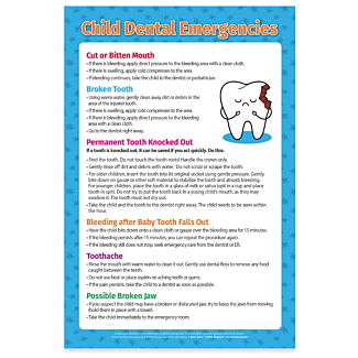Child Dental Emergencies Poster, 12" x 18", Laminated