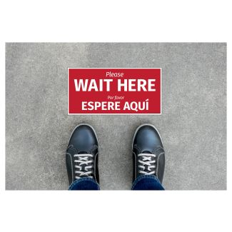 "Wait Here" Floor Decal Sign in English/Spanish