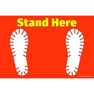 "Stand Here" Shoe Print Floor Decal Sign