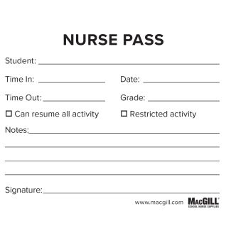 MacGill Nurse Pass, 50 Sheets per Pad