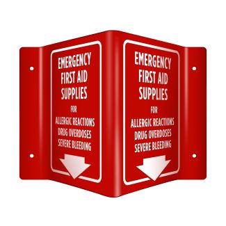 Emergency First Aid Supplies Wall Sign