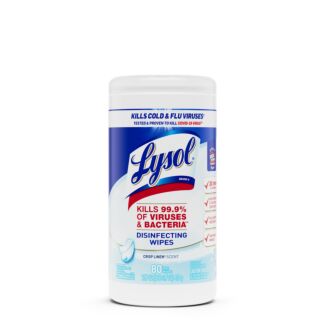 Lysol® Disinfecting Wipes, 80/Can, Crisp Linen