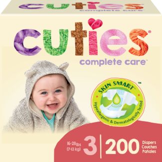 Cuties® Baby Diapers, Size 3, 200/case