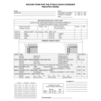 Titmus Pediatric & Arkansas Record Form, 50/pad