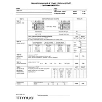 Titmus Pennsylvania Record Form, 50/pad