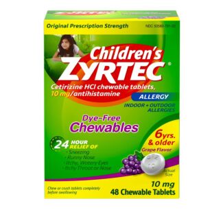 Children's Zyrtec® Dye-Free Chewables, 48/box