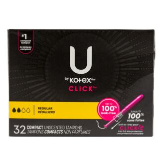 U by Kotex Click Tampons, Regular, 32/box
