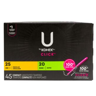 U by Kotex Click Tampons, Regular/Super, 45/box
