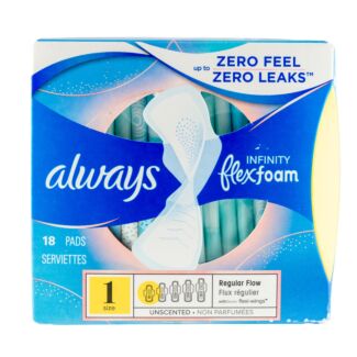 Always Infinity Size 1 Regular Pads with Wings, 18/box