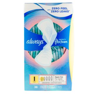 Always Infinity Size 1 Regular Pads with Wings, 36/box