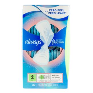 Always Infinity Size 2 Heavy Pads with Wings, 32/box