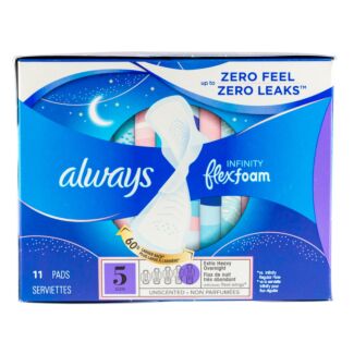 Always Infinity Size 5 Extra Heavy Pads with Wings, 11/box